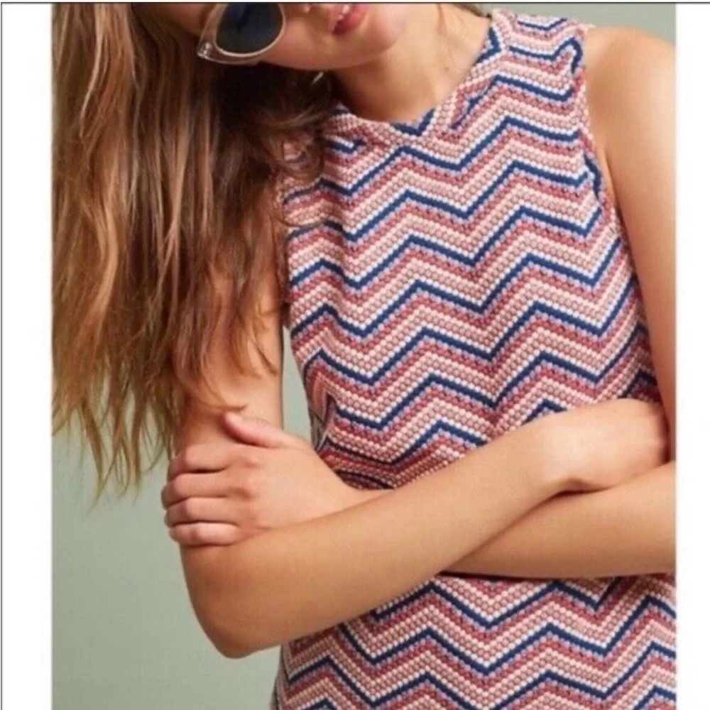 Anthropologie Postmark 9-H15 StCL Zig Zag Top Pink Chevron Dot Womens Size Small - Picture 1 of 12